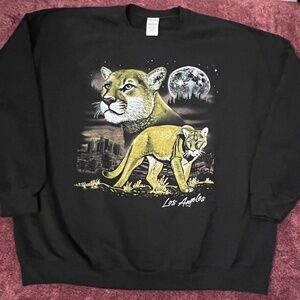 Junk Food Clothing LA MOUNTAIN LION FLEA MARKET CREW FLEECE Size XXL